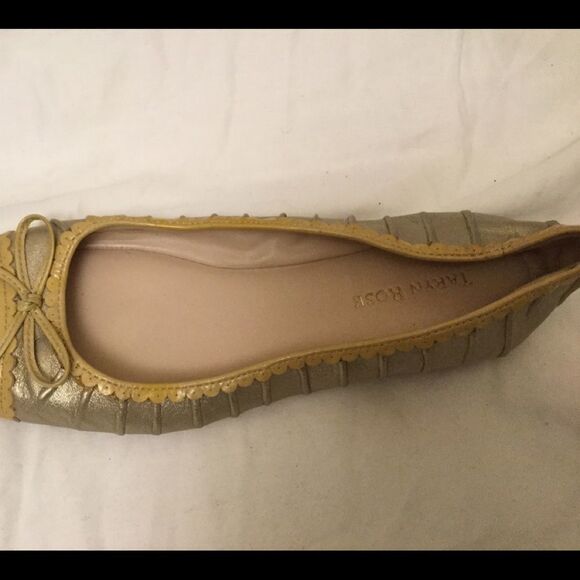 TARYN ROSE BAMBI BALLET FLATS BEIGE LEATHER YELLOW - Picture 7 of 8